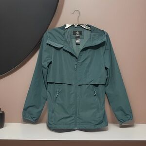 Champion Women's Hooded Windbreaker Teal Jacket Full Zip Size X-Small